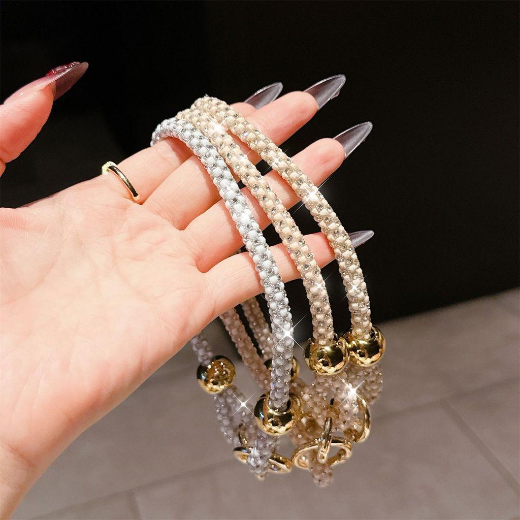 Pvc Jewelry Phone Strap With Glittering Beads And Card For Women And Men
