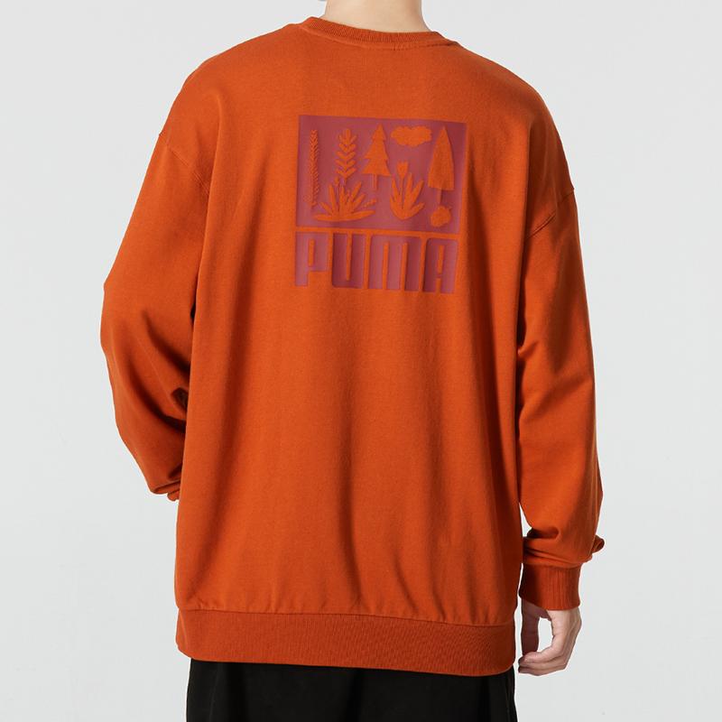 Puma Minimalist Letter Logo Print Sport Casual Pullover Sweatshirt Men Tops Orange 538780-64
