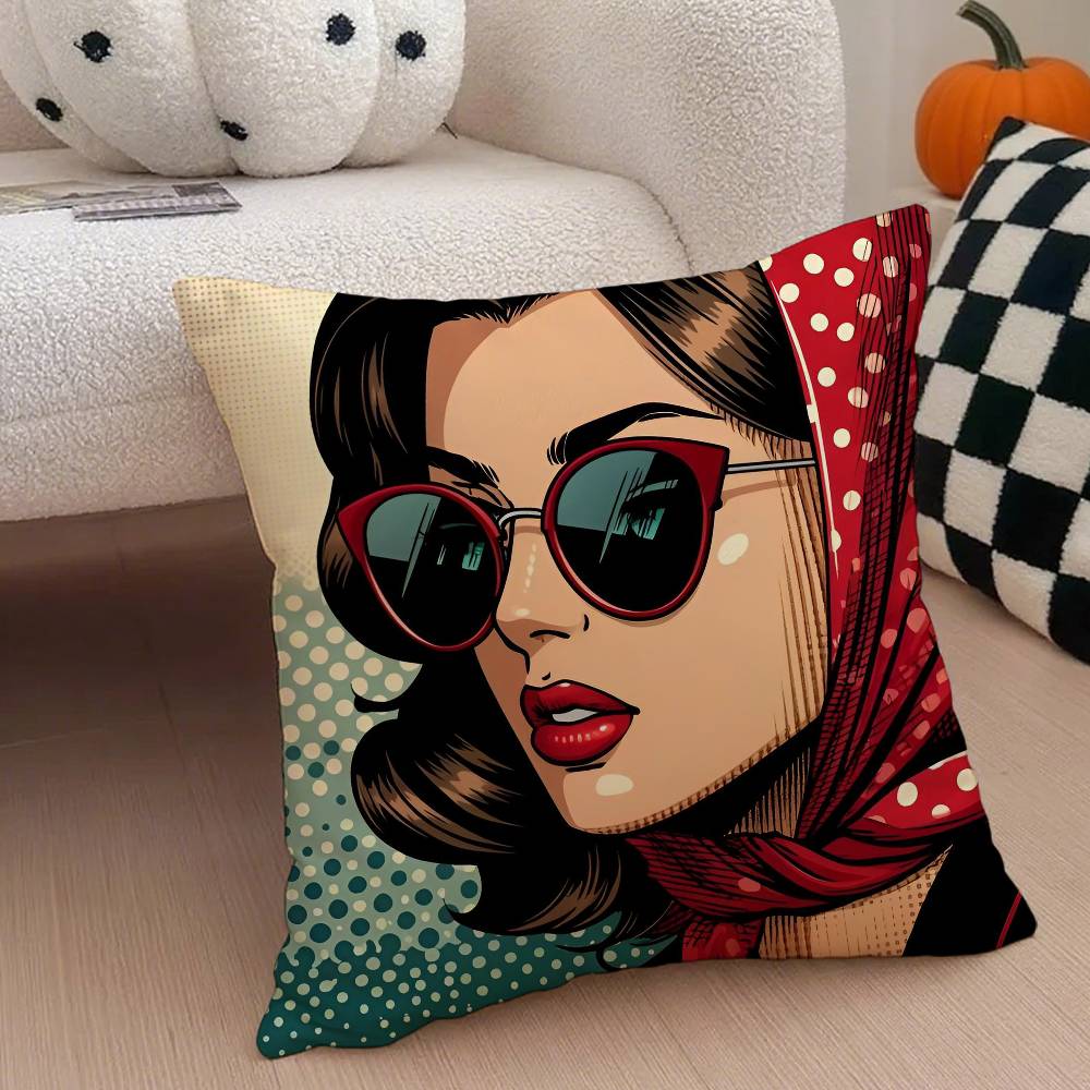 Anime P-Pop Ant Sexy Girls Pillow Case Anti-Dustmite Pillowcase Invisible Zipper Silky Short Plush Sofa Cushion Cover