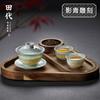 180ML celadon cover bowl, Chinese style pure hand-carved Kung Fu tea set, tea bowl, hand-held tea bowl