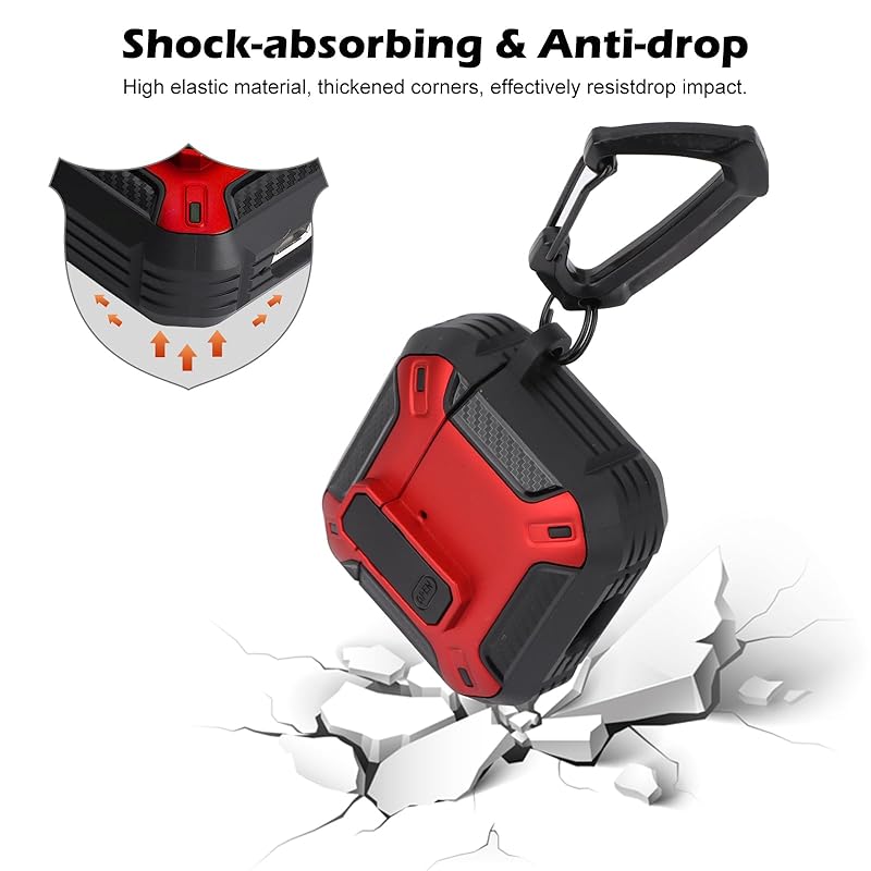 AirPods 4th Generation Case 2024 Airpods Compatible with TPU Made with Lock Cover and Keychain Hook, Double Layer Dustproof and Shockproof Solid