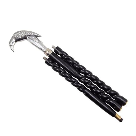 Folding Walking Stick – 3 Fold Brass Wood Cane  Custom Handle Options  Eagle , Knob  Mobility Aid, Travel Cane, Gift for Him