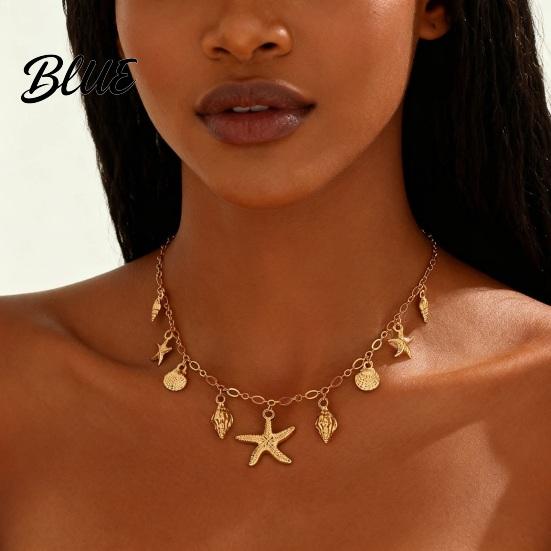 Holiday Style Necklace Summer Beach Necklace Shell Conch Starfish Charms