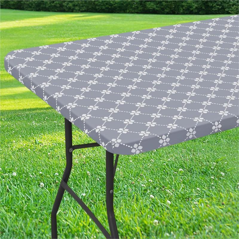 Homaxy Rectangle Vinyl Table Cloth Elastic Fitted Tablecloth With Flannel Backing Waterproof Plastic Table Cover Camp Tablecloth