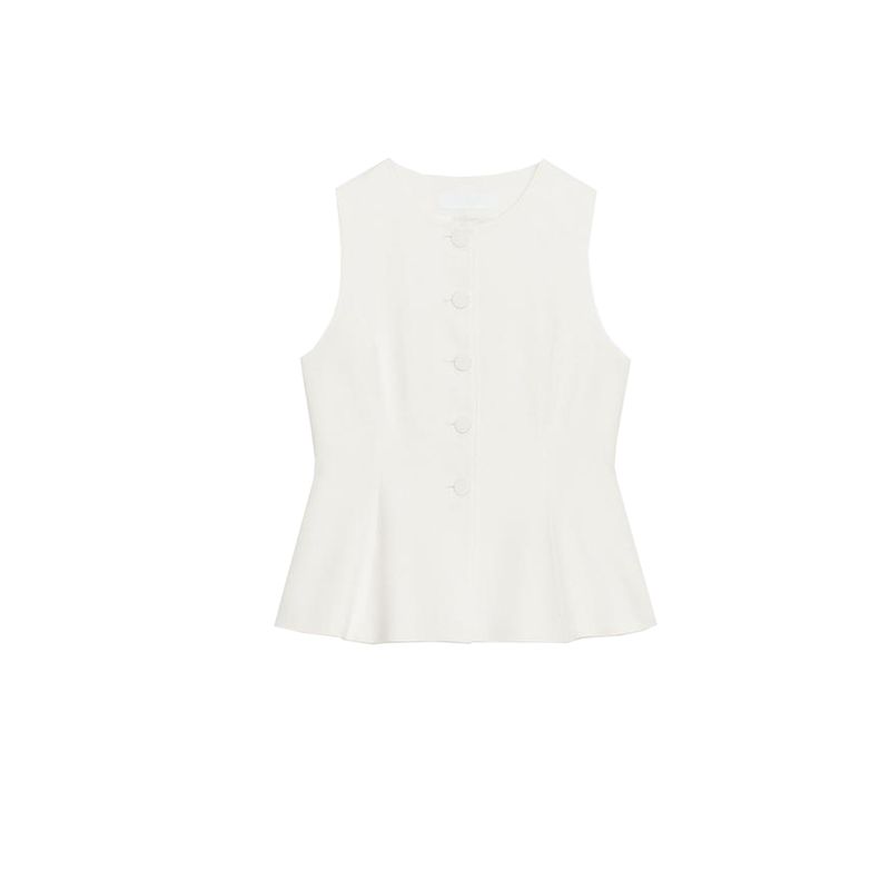 Waist-Tight Short Skirt Hem round Neck Sleeveless Vest 8456735 High Waist Straight-leg Casual Pants 8457735