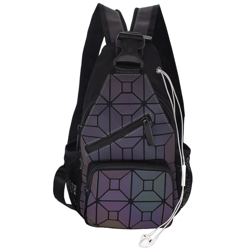 New Geometric Rhombus Backpack Variety Backpack Men's and Women's Symphony Luminous Shoulder Bag Women's Breast Bag