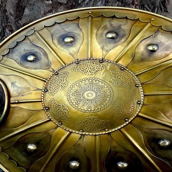 60.96 Cm Medieval Troy Trojan Shield, Hand Carved Battle Round Shield, Ancient Greek Metal Shield, Role Cosplay Play Trojan Shield, Gift For Halloween