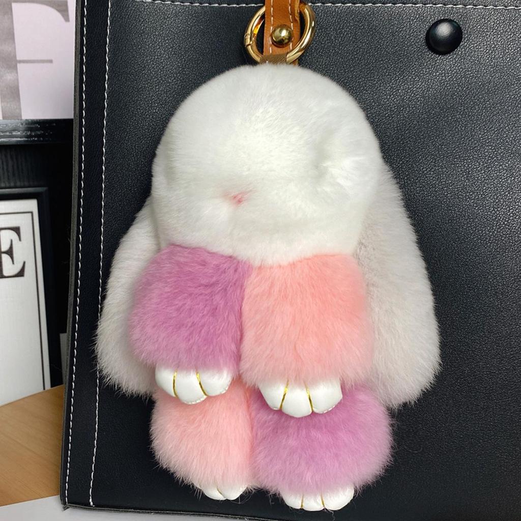 Mini Rex Rabbit Fur Pom Pom Keychain Bag Charm Keyring