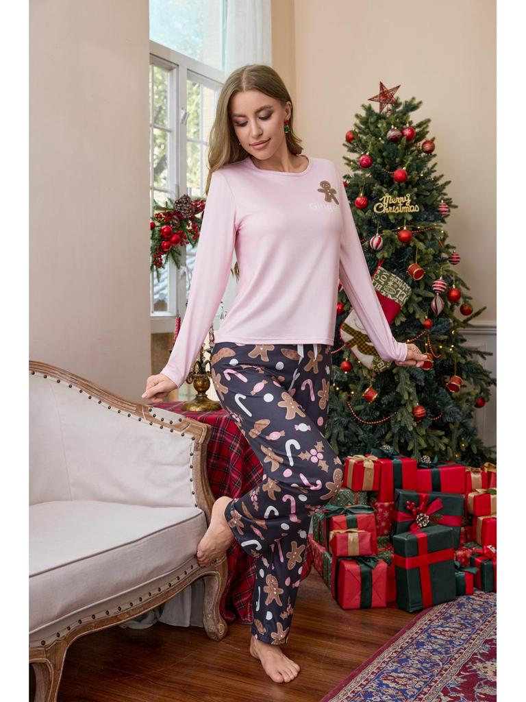 Europäisches und Amerikanisches Neues Damen Weihnachts-Pyjama-Set - Trendige Langarm- und Langhosen-Homewear