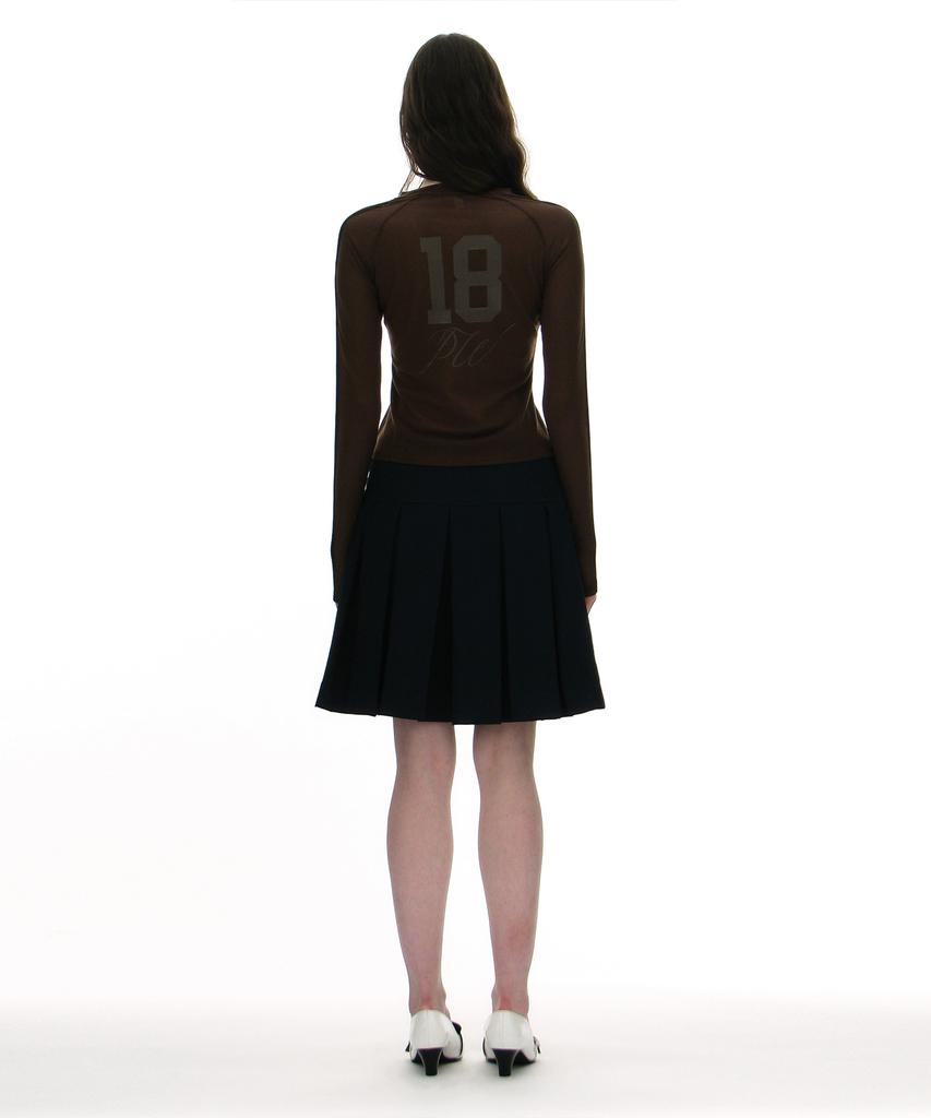Partimento Woman Belted Pleated Skirt_Navy