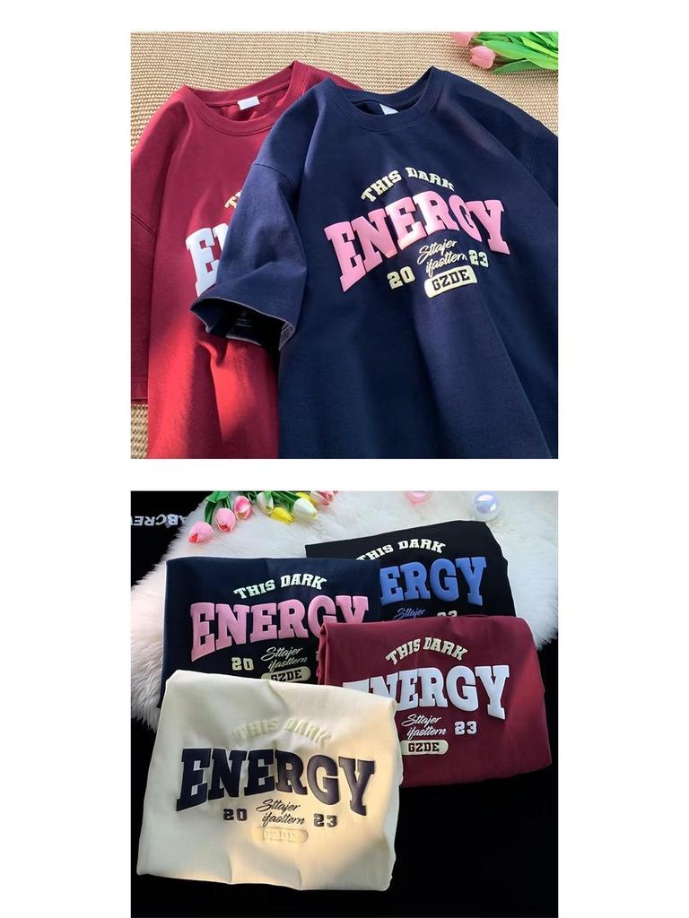 Men's Burgundy Oversized Retro Summer T-Shirt - Short Sleeve, Pure Cotton, Five-Sleeve Trend