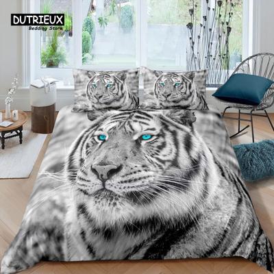 Home Living Luxus 3D Tiger Bettwäscheset Bequemes Bettbezugset Kissenbezug Kinderbettwäscheset Queen und King EU/US/AU/UK Größe