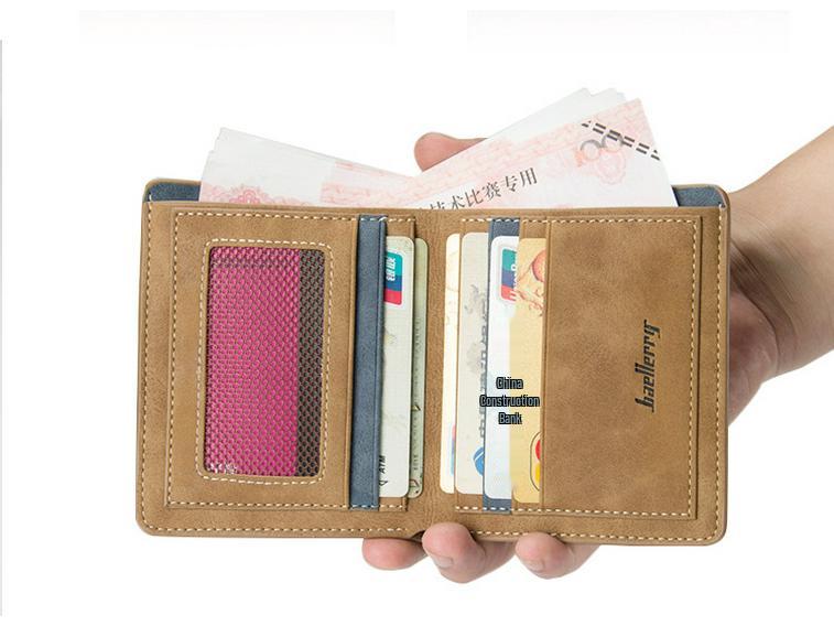 Men's Retro Leather Wallet - Short Style, Multi-Card Slots, Money Clip, Large Capacity, High-End.