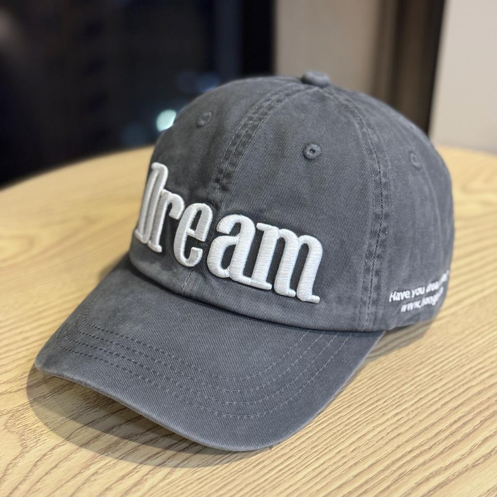 Three dimensional Letter Embroidery Baseball Cap for Women Trendy Soft Top Face Showing Small Retro Curved Brim Duck Cap for Men