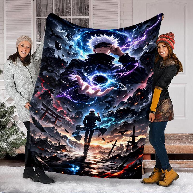 1pc Gojo Satoru (2) Theme Blanket - Digital Print, Polyester, Cozy for All Seasons, Perfect for Outdoor, and Travel