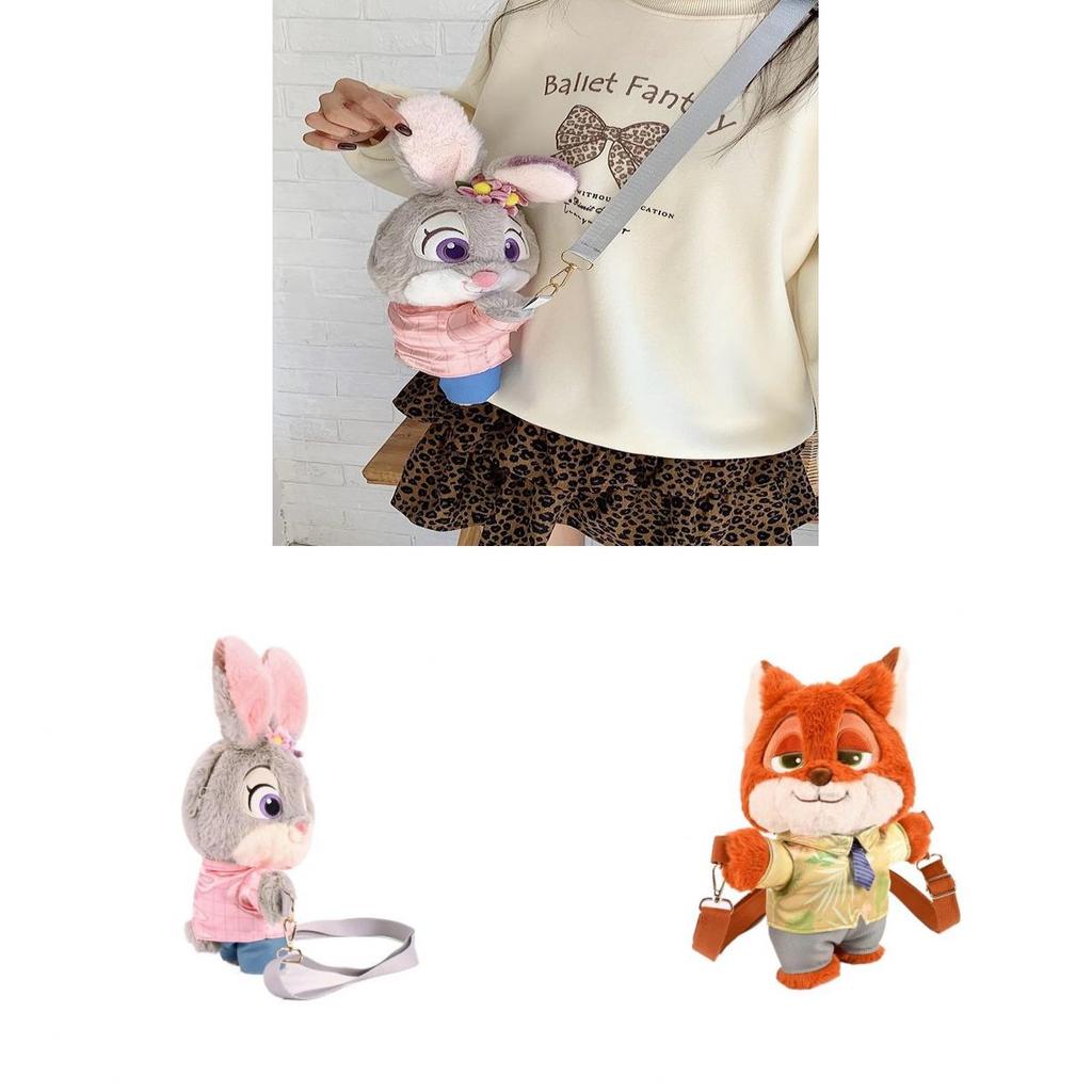 Cartoon Zootopia Judy Hopps Nick Wilde Plush Shoulder Bag With Storage For Daily Use