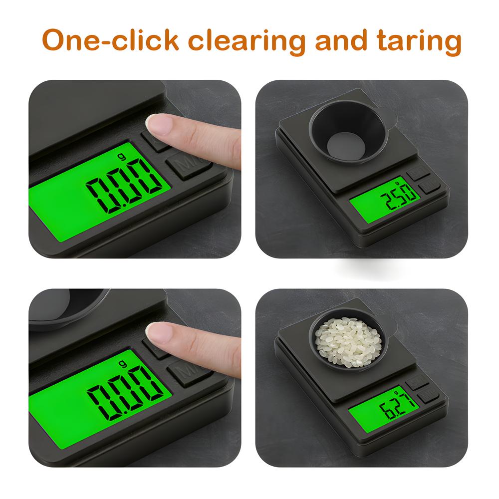 200/500/1000g 0.01g Mini Digitale Weegschaal Gram Eten Sieraden Ons/Grain Weegschaal Zakweegschaal Keuken Elektronische Weegschaal met Achtergrondverlichting