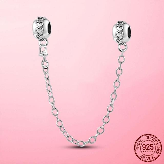 925 Sterling Silver Beads Classic Safety Chain Stopper Clip Charm Fit Original Fashion Bracelet Silver 925 Jewelry Making Gift