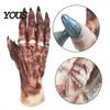 Comfortable Latex Horror Gloves 1 Pair Halloween Costume for Adults Kids, Zombie Hands Detailed Gloves, Scary Ghost Hand Cosplay Accessory Masquerade