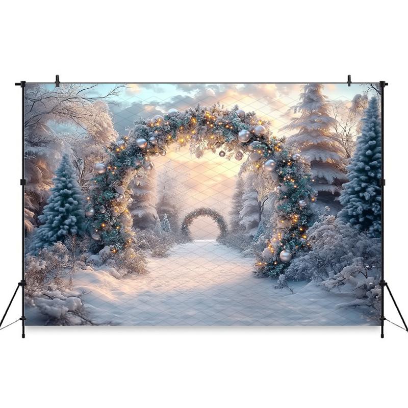 Mocsicka Winter Snow Background Photography Christmas Tree Decoration New Year Party Family Adult Child Photo Backdrop Wallpaper