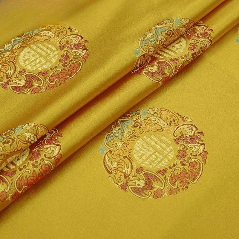 100x150cm Brocade Faux Silk Metallic Gold Fabric Spring Summer Sofa Cushion Qipao Tang Suit Material Breathable