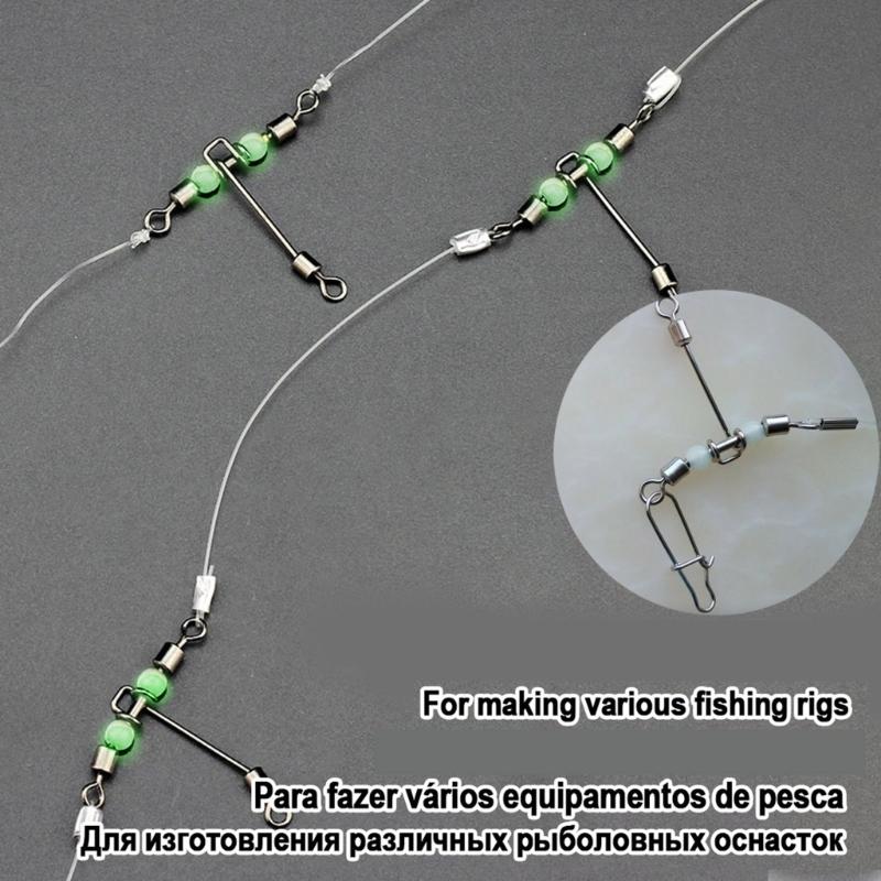 15Pcs Swivels Barrels Rolling Swivels Fishing Tackle Rig Swivels 3 Way Swivels with Glow Beads