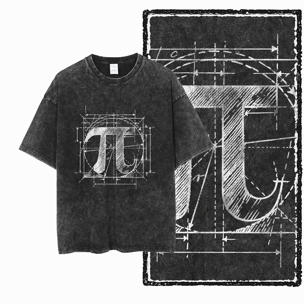 SC MATH THEME PAI Printed Cotton Acid Washed Exclusive Graphic Unisex T Shirt Cool Streetwear Men Tshirts Big Size Tee for men