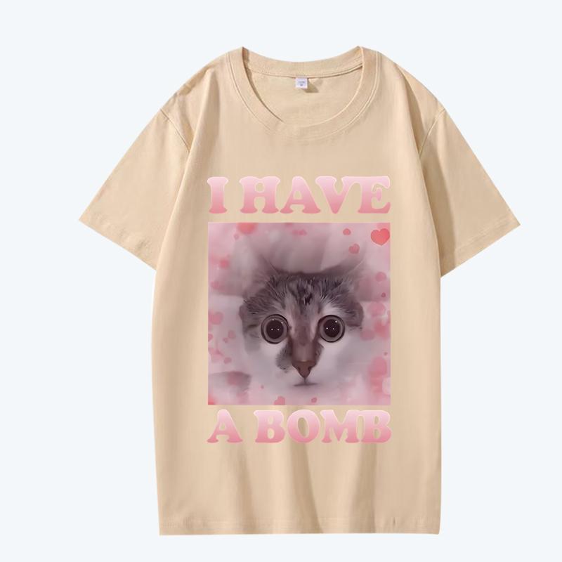 Have A Bomb Funny Cat Dank Meme T Shirt men women Oversized 100% Cotton Hot sale short sleeve Summer print Unisex plus size tops