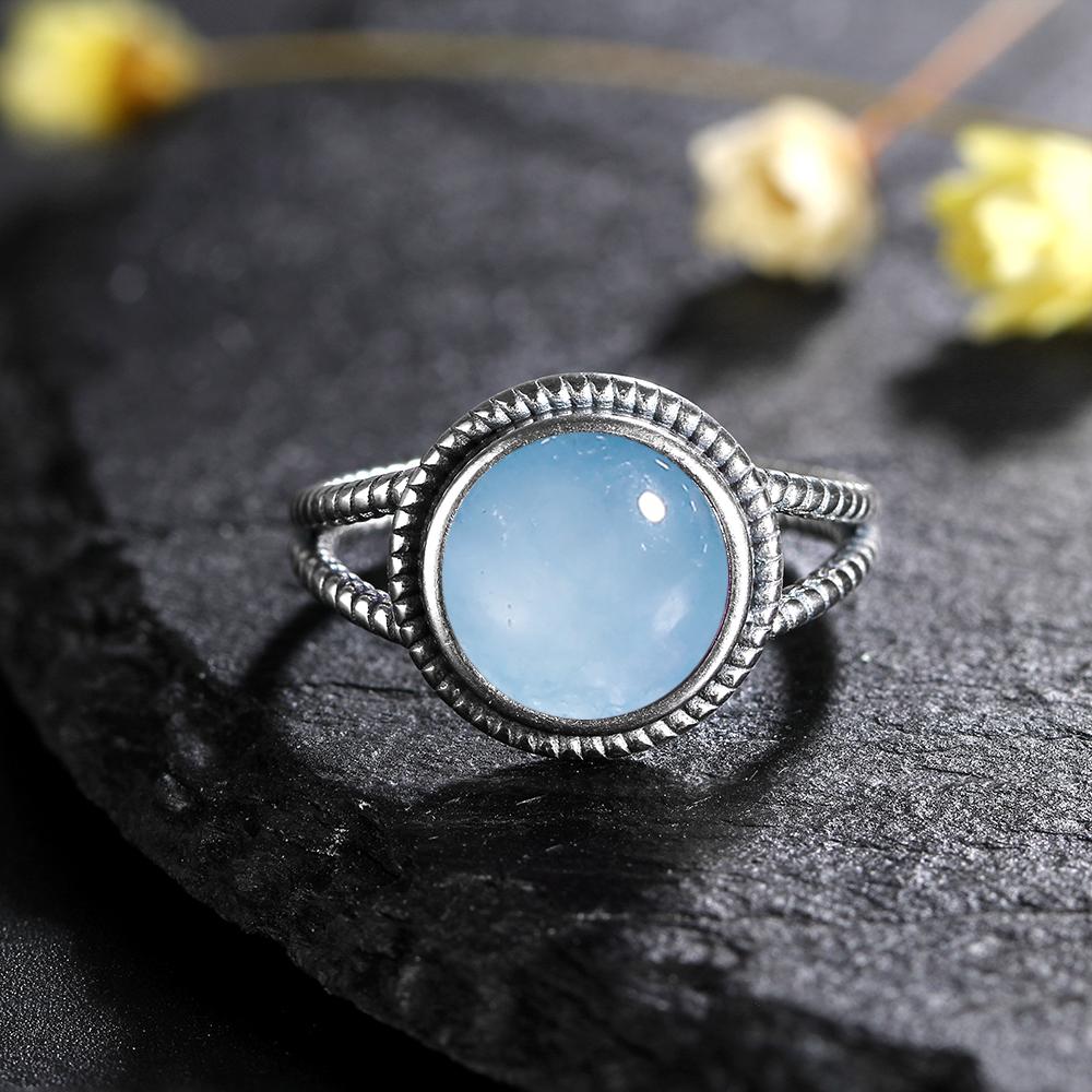 CopperRings With 10MM Round Natural Moonstones Women's Wedding Party Anniversary Fine Jewelry Ring