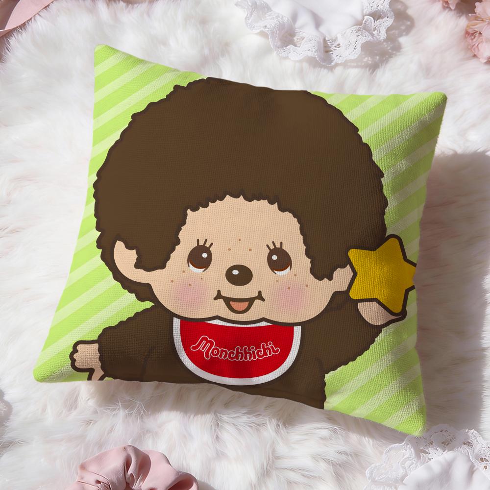 Tecknad M-Monchhichi Kuddfodral Premium Komfort Vändbart Kuddfodral - Två i Ett Design för Alla Rum & Bilinteriör
