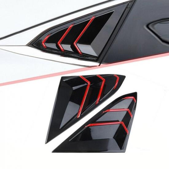Louver For Honda Civic 2016- BodySide Air Vent Window Cover Gloss Black Red