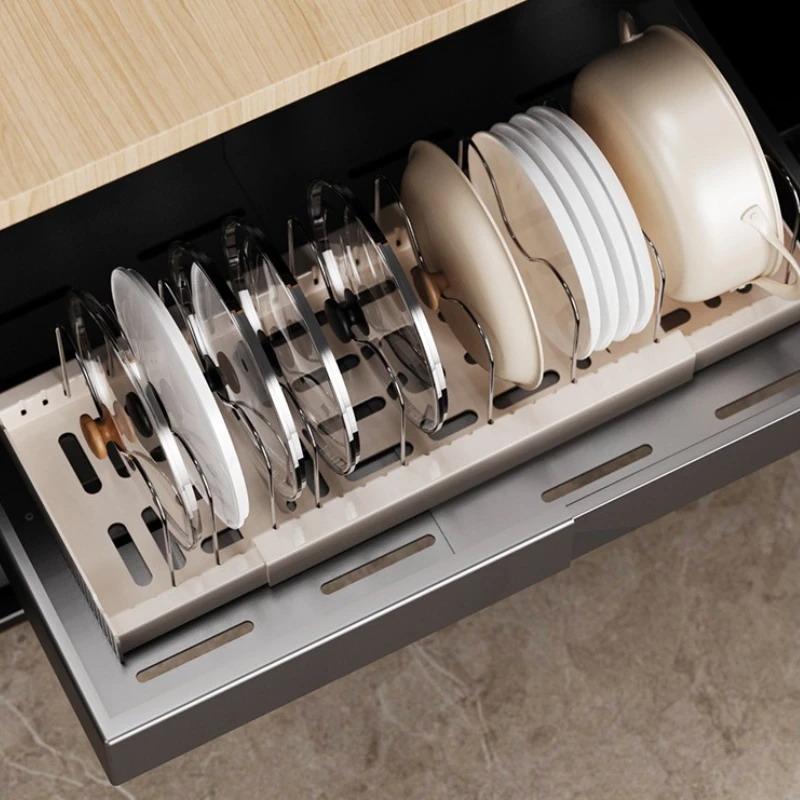 Pot Lid Storage Rack, Suitable For Cabinet Drawers, A Kitchen Organizing Tool Suitable For Storing Cookware.