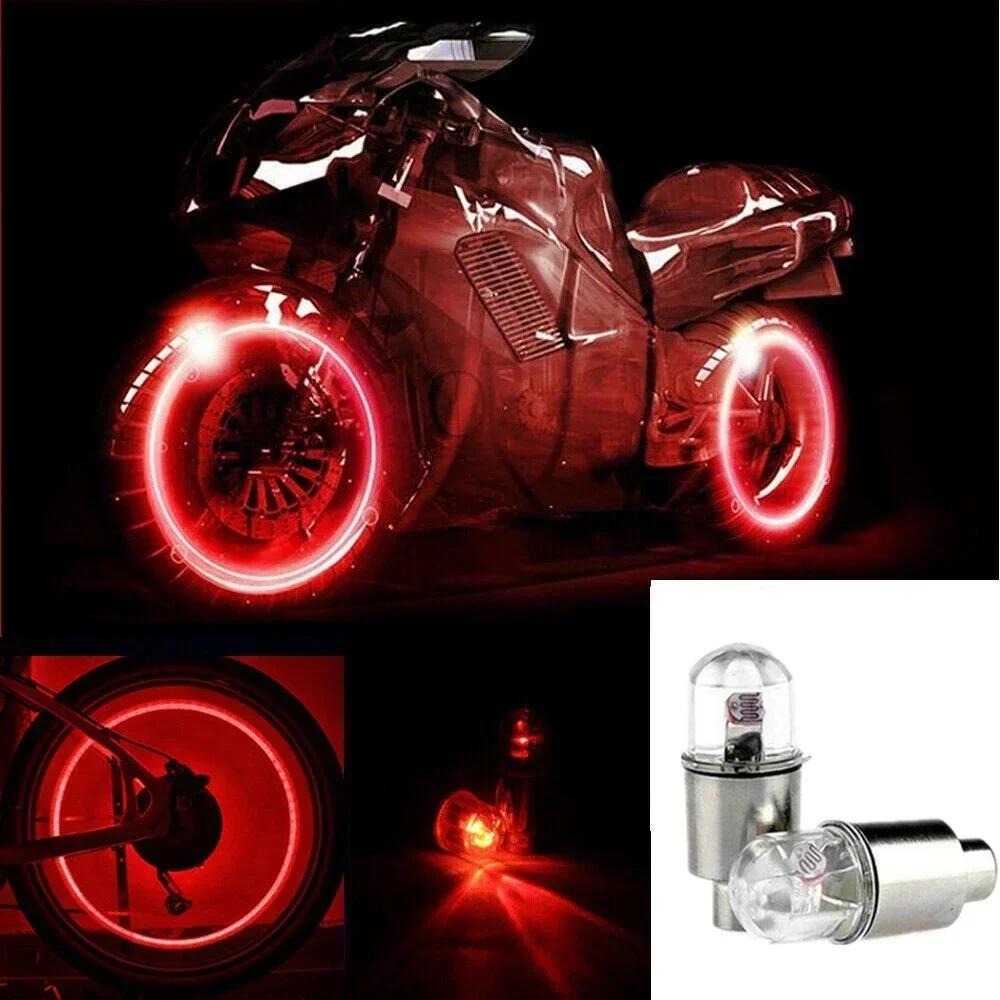 2/4/8pcs LED Tire Valve Stem Caps Neon Light Waterproof Wheel Spoke Lights LED Tire Lamp for Motorcycle Bicycle Car Accessories