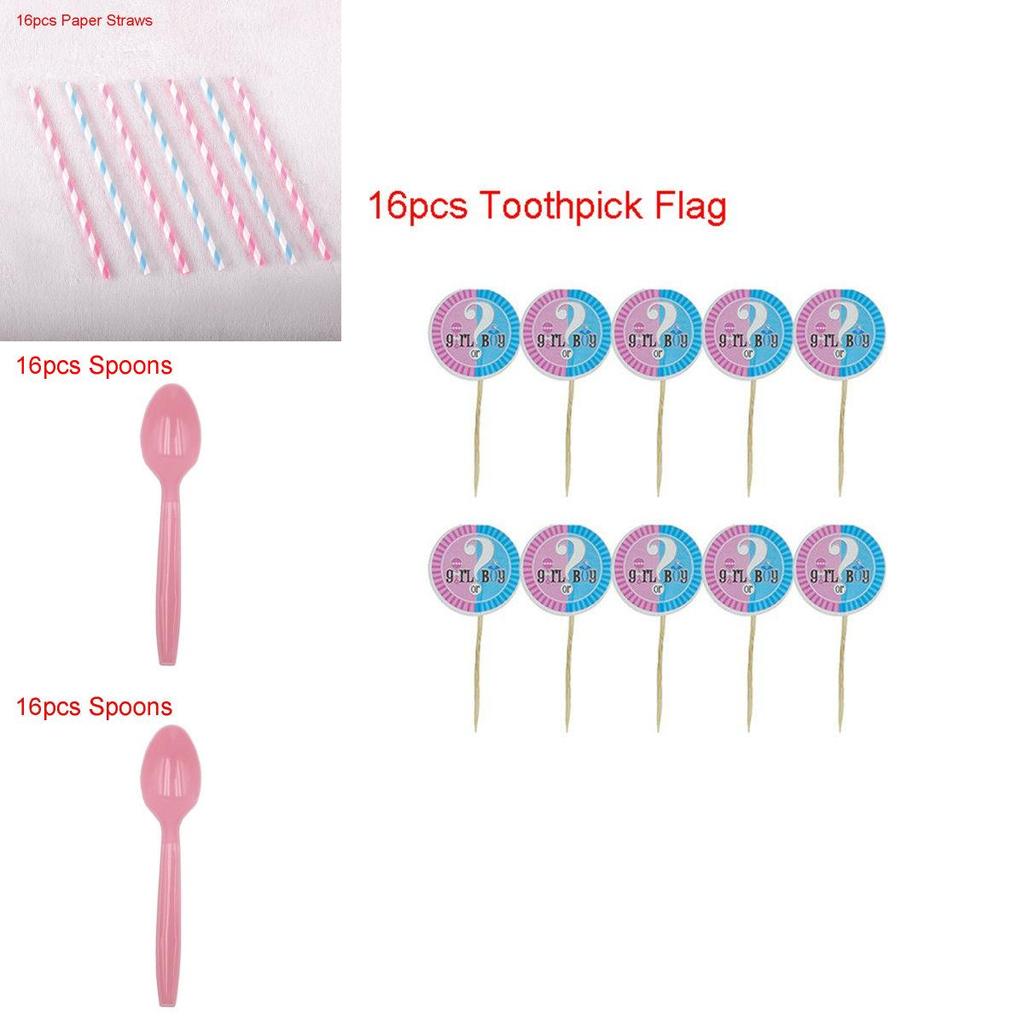 Charming Baby Gender Reveal Party Decoration Boy Or Girl Disposable Tableware Ensemble