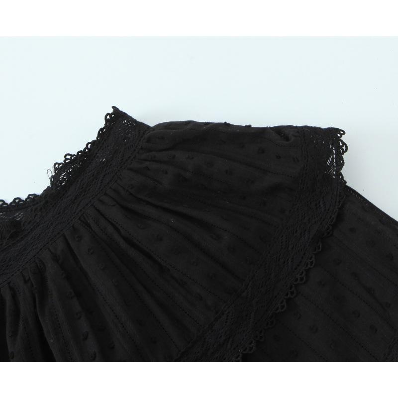 Timeless V-Neck Lace Trim French Ruffle Shirt – Sweet, Small, 2026 Style with Two Color Options, Short Sleeves