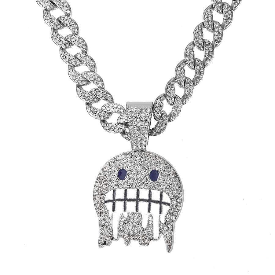 Alloy Supply Hip Hop Cuban Chain Full Diamond Coldfaceemoji Emoji Pendant Jewelry