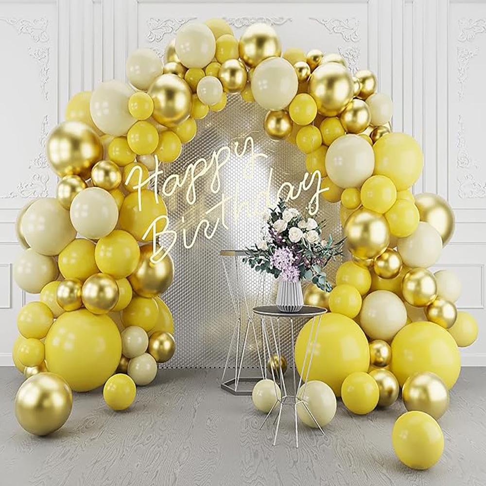Yellow Theme Balloons Garland Yellow White Latex Ballon Arch Kit Wedding Anniversary Engagement Birthday Party Decoration Globos