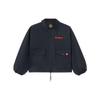 Lockere Fleece-gefütterte Kragenjacke Damenjacken Schwarz AFDS092-1