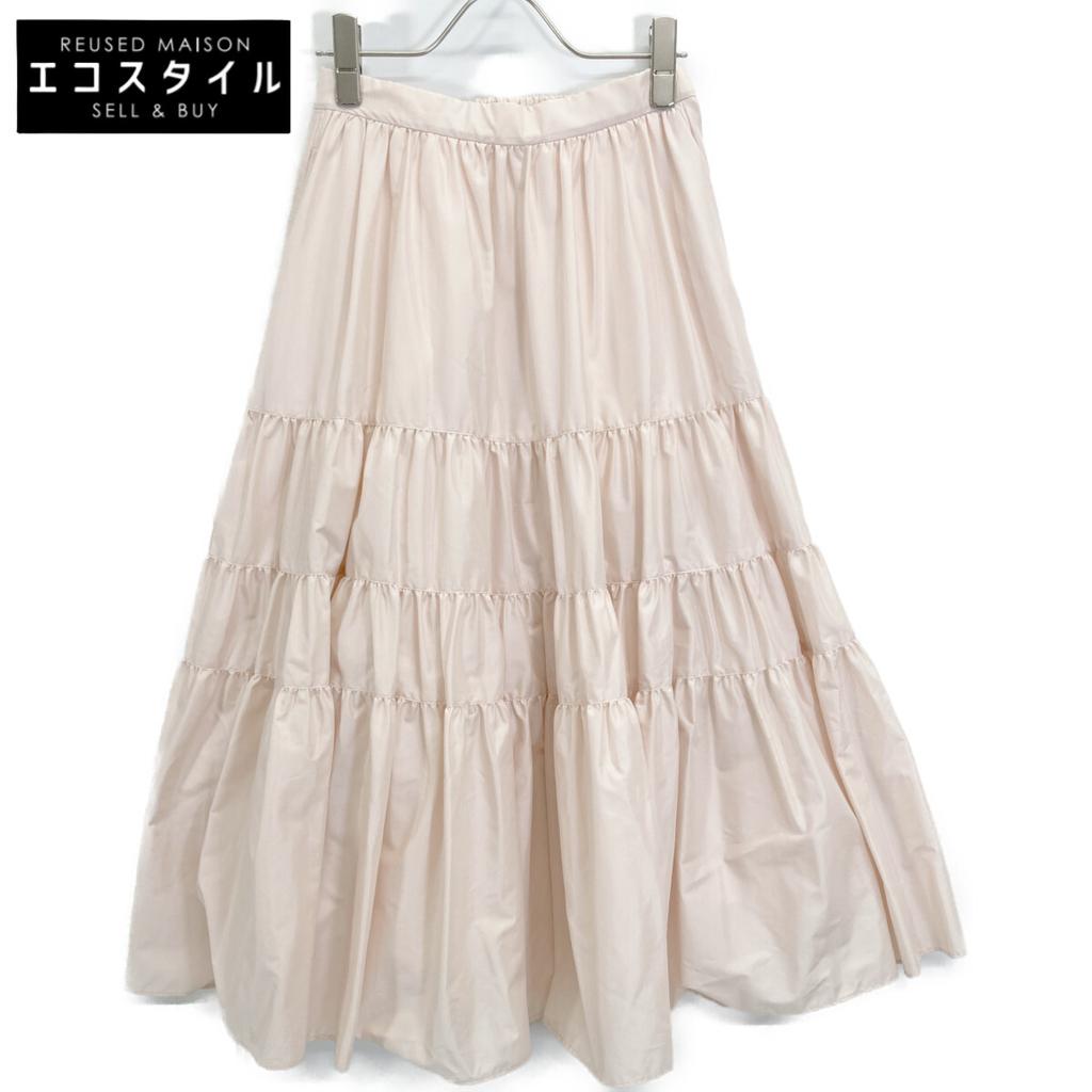 SEVEN TEN by MIHO KAWAHITO 6S306 Beige Pink Taffeta Tiered Skirt skirt S Beige pinkUsed