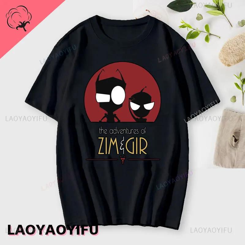 Lustiges Invader Zim Invader Gir Grafik T-Shirt Bild Männer Frauen Baumwolle Camisetas Cartoon Retro Baumwoll-Tees Liebliche Streetwear Oberteile