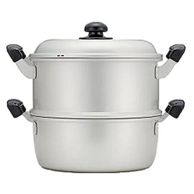 Hokuriku Aluminum Steamer Set, 28cm [For Gas Stoves Only], Lightweight, Yuuge Kiko, Anodized Aluminum, Made In Japan, Silver