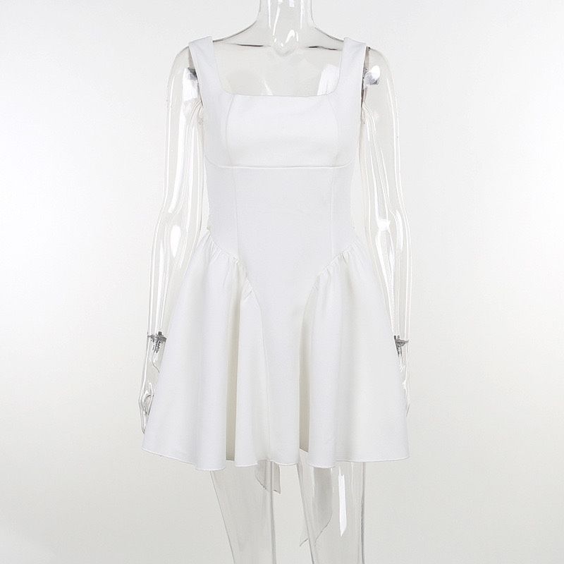 

Elsa Fashion New Houseofcb French Suspender Dress Stylish Bows Backless Dress Formal Dress for Women White M