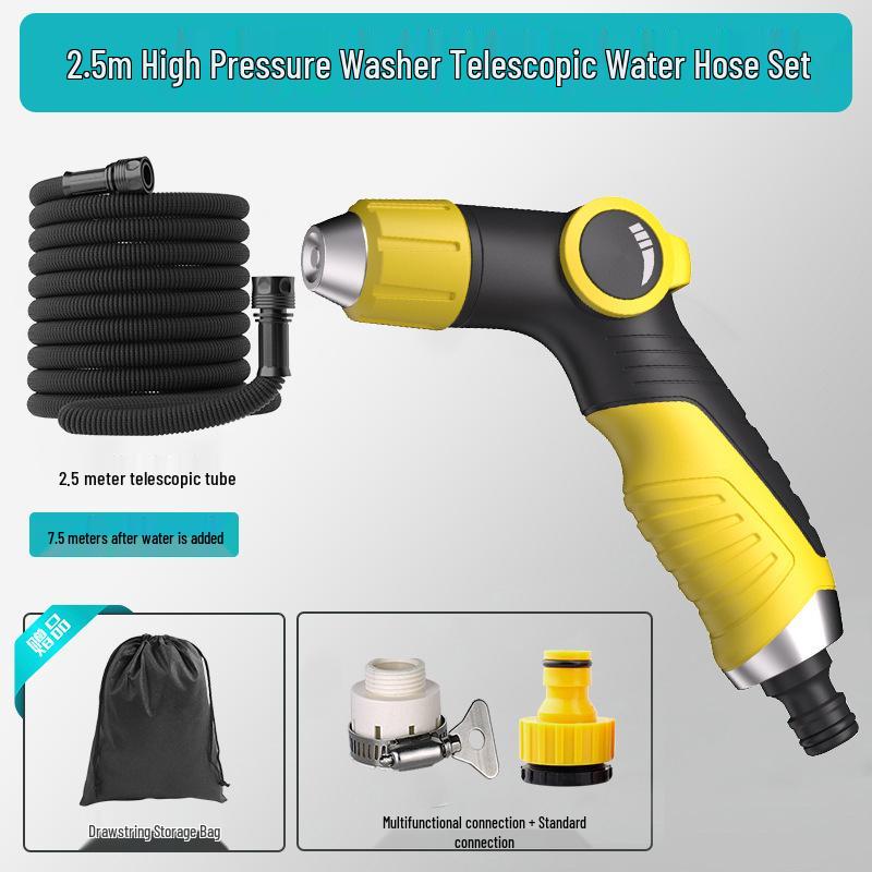 

High-Pressure Car Wash Hose: Sun-Resistant, Antifreeze, Telescopic, Multi-Purpose for Car, Courtyard, and Garden Use