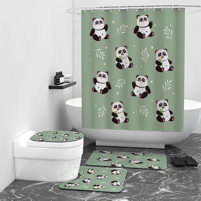 Tenda Doccia Digitale Stampata Serie Panda Tenda da Bagno Tessuto Impermeabile Tenda Doccia