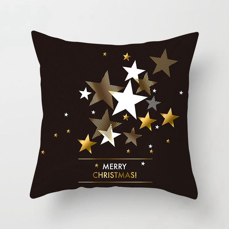 

Pentagon Snowflake Christmas Tree pattern decorative pillow sleeve bedroom Sofa car restaurant office seat black pillow sleeve