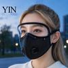 Mască Protectoare Anti-ceață Față Ciclism cu Filtru și Valvă de Respirație, Ochelari Reutilizabili Praf Carbon, Scut Protector Ușor pentru Exterior