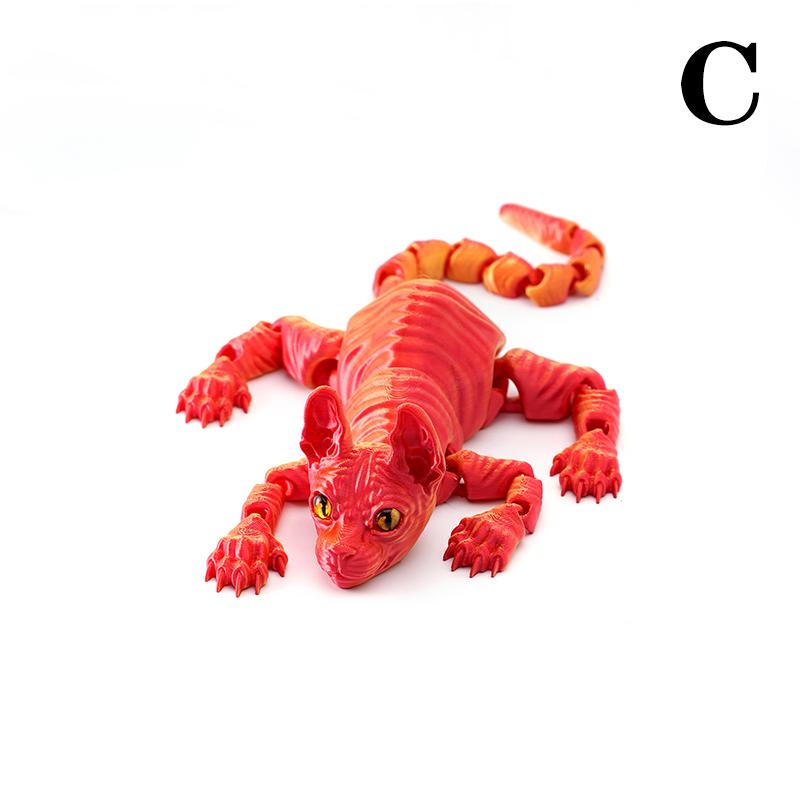 3D Printed Cat Animal Toy Realistic Hairless Figurine Cat Fidget Toy For Cat Lover Collector Home Decoration