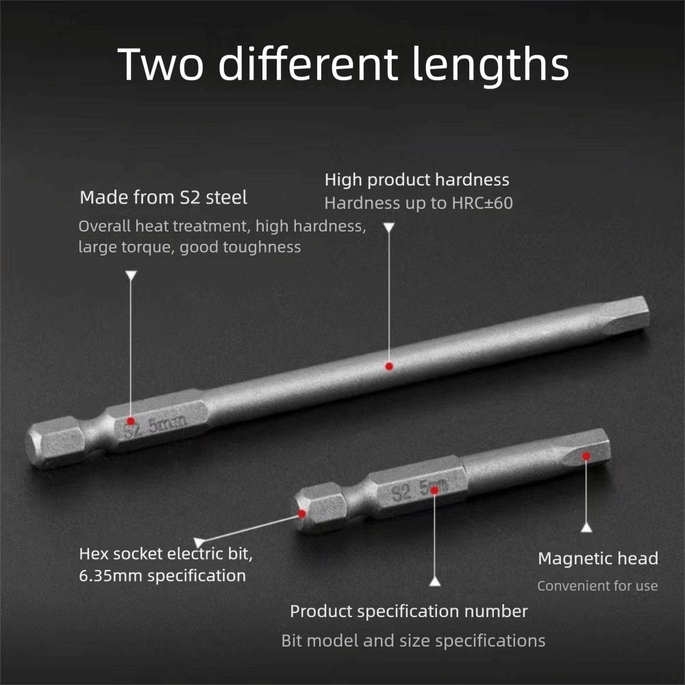 Tool Parts S2 Steel Hex Head Allen Wrench 1.5-12mm 100mm Length Allen Screwdriver Bits 1/4 Inch Screwdriver Bits Electric Drill