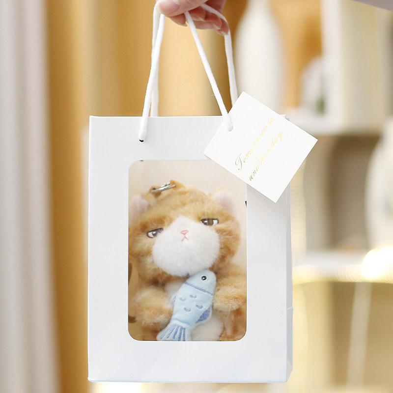 Soft Plush Cat Plushie With Fish Pattern For Girls Gift Keyring And Bag Pendant