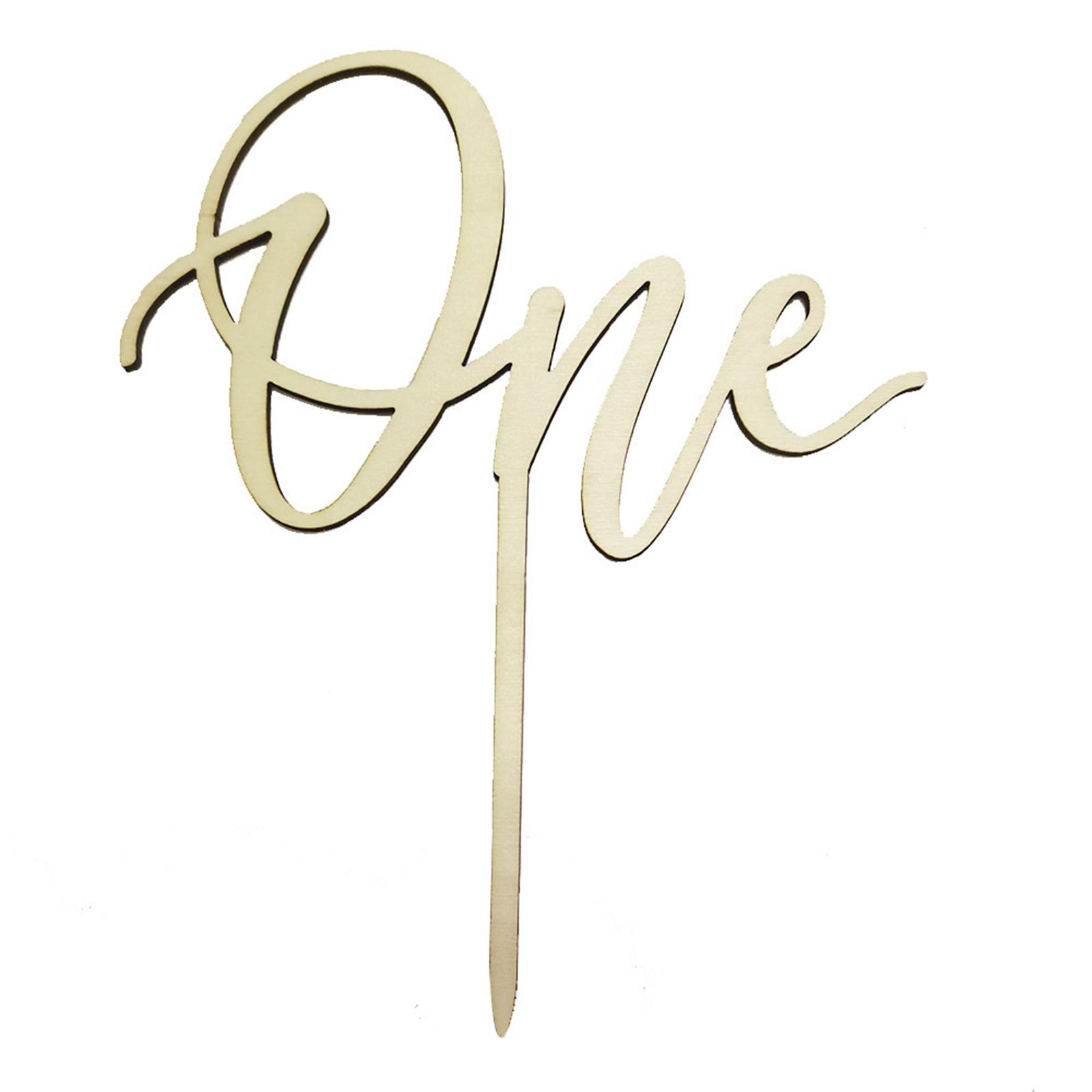 

1 шт. Один торт Топпер День рождения Деревянный торт Топпер Дерево Один Счастливый торт Украшения Первый день рождения Детские украшения золотой